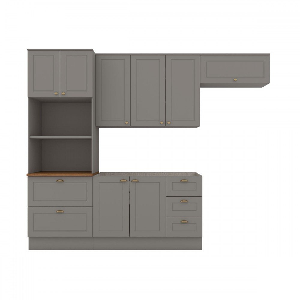 Cozinha Completa Americana 8 Portas 5 Gavetas Cinza Hp - Henn