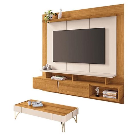 Home Suspenso Zenith Cinamomo Off White com Mesa de Centro Cadenza Off White Cinamomo - Hb Móveis