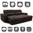 Ver imagem 3 de Sofá Retrátil e Reclinável 2,55m Molas Ensacadas Cama inBox Style Thermo Gel Linho Marrom