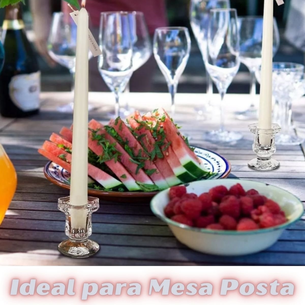 6 Castiçal de Vidro Porta Velas Enfeite Decoração Luxo Cartiçal - 2