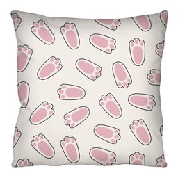 Capa de Almofada Decorativa Patinhas Rosa Páscoa 100% Algodão para Sofá - 43x43cm - 1