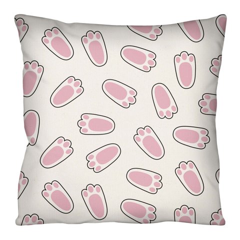 Capa de Almofada Decorativa Patinhas Rosa Páscoa 100% Algodão para Sofá - 43x43cm