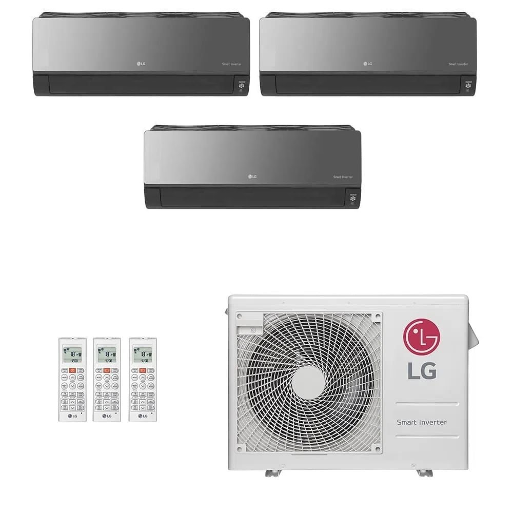 Ar-Condicionado Multi Split Inverter LG 24.000 BTUs (2x Evap HW Artcool 9.000 + 1x Evap HW Artcool 18.000) Quente/Frio 220V - 1