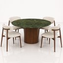 Ver imagem 2 de Mesa de Jantar 120 Cm Tampo Mármore Verde Vitória Régia e Base Cilíndrica Nogueira