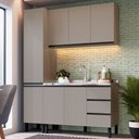 Ver imagem 1 de Cozinha Compacta Bambu 7 Portas 3 Gavetas Fumê - Quiditá Móveis
