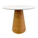 Ver imagem 1 de Mesa de Jantar Redonda 100 Cm Tampo Laca Branca Base Freijó Horizontal
