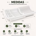 Ver mais imagens de Escorredor Louca Retratil Porta 10 Pratos Talheres Compacto Organizador Pia Seca Rapido Branco