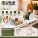 Ver imagem 7 de Escorredor Louca Retratil Porta 10 Pratos Talheres Compacto Organizador Pia Seca Rapido Branco