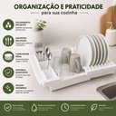 Ver imagem 6 de Escorredor Louca Retratil Porta 10 Pratos Talheres Compacto Organizador Pia Seca Rapido Branco