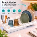 Ver imagem 3 de Escorredor Louca Retratil Porta 10 Pratos Talheres Compacto Organizador Pia Seca Rapido Branco