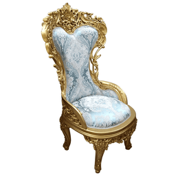 Poltrona Clássica Folheado a Ouro com Tecido Azul - 135x75x65cm Prime Home Decor - 3