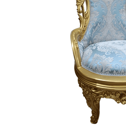 Poltrona Clássica Folheado a Ouro com Tecido Azul - 135x75x65cm Prime Home Decor - 6
