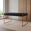 Ver imagem 1 de Mesa Industrial de Jantar Preta 137x90cm Retangular Filadélfia Base Ferro Cobre