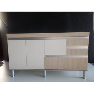 - Gabinete para Pia de Cozinha Donatello 1,50m Cípres e Branco Fosco 100% Mdf 15mm Rino Móveis Donat
