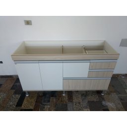 - Gabinete para Pia de Cozinha Donatello 1,50m Cípres e Branco Fosco 100% Mdf 15mm Rino Móveis Donat - 2