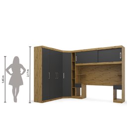 Guarda Roupas Modulado de Casal 1,38 com Cabeceira Genova Plus 6 Portas 4 gavetas Batrol - 6