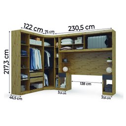 Guarda Roupas Modulado de Casal 1,38 com Cabeceira Genova Plus 6 Portas 4 gavetas Batrol - 3