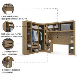 Guarda Roupas Modulado de Casal 1,38 com Cabeceira Genova Plus 6 Portas 4 gavetas Batrol - 2