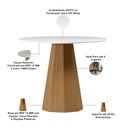 Ver imagem 4 de Mesa de Jantar 4 Lugares Redonda 100cm Base Cone Tampo MDF com Vidro Erimon N01 Ypê Off White -