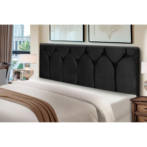 Cabeceira Estofados Solteiro Quarto 90cm Abigail Suede Preto Madelina Decor