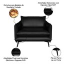 Ver imagem 2 de Poltrona Decorativa Sala de Estar América Couro Preto - Mozzelar