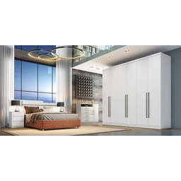 Guarda Roupa Casal 100% MDF 6 Portas 8 Gavetas - Dello-Branco - Móveis Novo Horizonte - 1