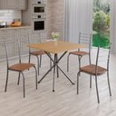 Ver imagem 1 de Conjunto Mesa Quadrada 4 Cadeiras Imbuia Rio Preto/Martelado/Marrom