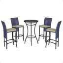Ver imagem 1 de Mesa Bistrô e 4 Banquetas Roma Preta Corda Náutica Estofado 7 Trama Original