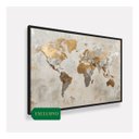 Ver imagem 2 de Quadro Mapa Mundi Texturas Nobres Dourado com Cinza 123x83
