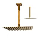 Ver imagem 1 de Chuveiro Ducha Teto Inox Dourado 20x20 Slim Luxo Suporte Quadrado Banheiro Area Externa Banheira