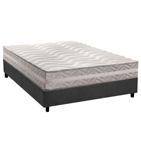Conjunto Box Casal: Colchão Espuma Paropas D28 - Master Prata Double Face 25 + Base Crc Suede Gray