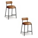 Ver imagem 5 de Banqueta Cozinha Média com Encosto Industrial Preto Kit 2 Londres PU Whisky D03 - D'Rossi