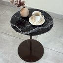Ver imagem 6 de Mesa Lateral Atría Base Laca Marrom Redonda Tampo Mármore Nero