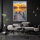 Ver imagem 2 de Quadro Decorativo Ponte Por do Sol Tela Vertical Com Moldura e Sem Vidro 60X90