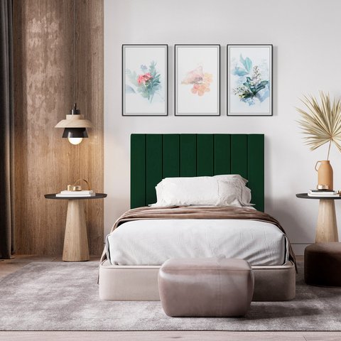 Cabeceira Solteiro Estofada Palito 90 Cm - Verde Musgo