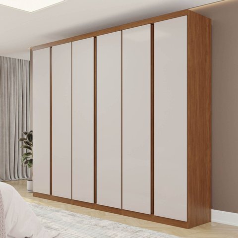Guarda-Roupa Modulado 3 Peças 6 Portas Arani CabeCasa MadeiraOriginals Marrom/Cinamomo/Offwhite