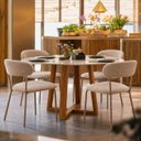 Ver imagem 1 de Mesa Jantar Redonda com Vidro 110cm c/ 4 Cadeiras Aço Boucle
