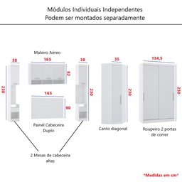 Guarda Roupa Dormitório Modulado Alpes Casal 1,58 m Queen Canto c/ 2 Portas de Correr - Branco - Luc - 4