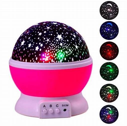 Ver imagem 3 de Luminária Abajur Rotativa Festa Criança Neon Quarto Projetor Luz Ceu Estrelas Rosa