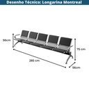 Ver imagem 4 de Longarina 5 Lugares Montreal Or Design 285 Cm (larg) Aço Cromado com Braços Externos