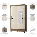 Ver imagem 3 de Guarda Roupa Solteiro 107cm 2 Portas com Espelho Thales Jequitibá/Off S01 - Mpozenato