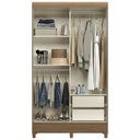 Ver imagem 5 de Guarda Roupa Solteiro 107cm 2 Portas com Espelho Thales Jequitibá/Off S01 - Mpozenato