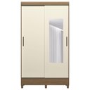 Ver imagem 6 de Guarda Roupa Solteiro 107cm 2 Portas com Espelho Thales Jequitibá/Off S01 - Mpozenato