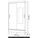 Ver imagem 4 de Guarda Roupa Solteiro 107cm 2 Portas com Espelho Thales Jequitibá/Off S01 - Mpozenato