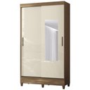 Ver imagem 2 de Guarda Roupa Solteiro 107cm 2 Portas com Espelho Thales Jequitibá/Off S01 - Mpozenato