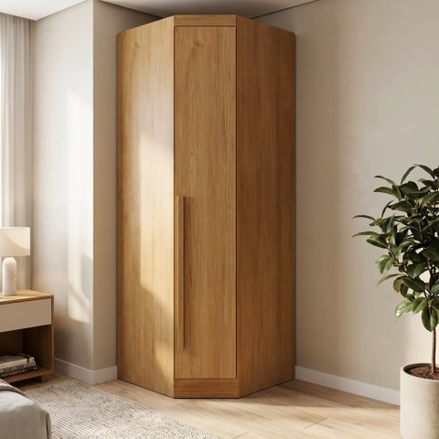 Guarda-Roupa Modulado de Canto Oblíquo 1 Porta 100% MDF Cairo Marrom/Cinamomo