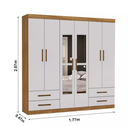 Ver imagem 2 de Guarda Roupa Casal com Espelho 6 Portas 4 Gavetas 177cm Hercúles Cinamomo/Off White - Carioca Móveis