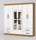 Ver imagem 1 de Guarda Roupa Casal com Espelho 6 Portas 4 Gavetas 177cm Hercúles Cinamomo/Off White - Carioca Móveis