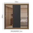 Ver mais imagens de Guarda-roupa Casal 3 Portas de Correr com Espelhos 2 Gavetas Rustic/preto Sublime Madesa Rustic/