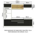Ver imagem 4 de Armário de Cozinha Completa 270cm Branco Preto Glamy Madesa 10